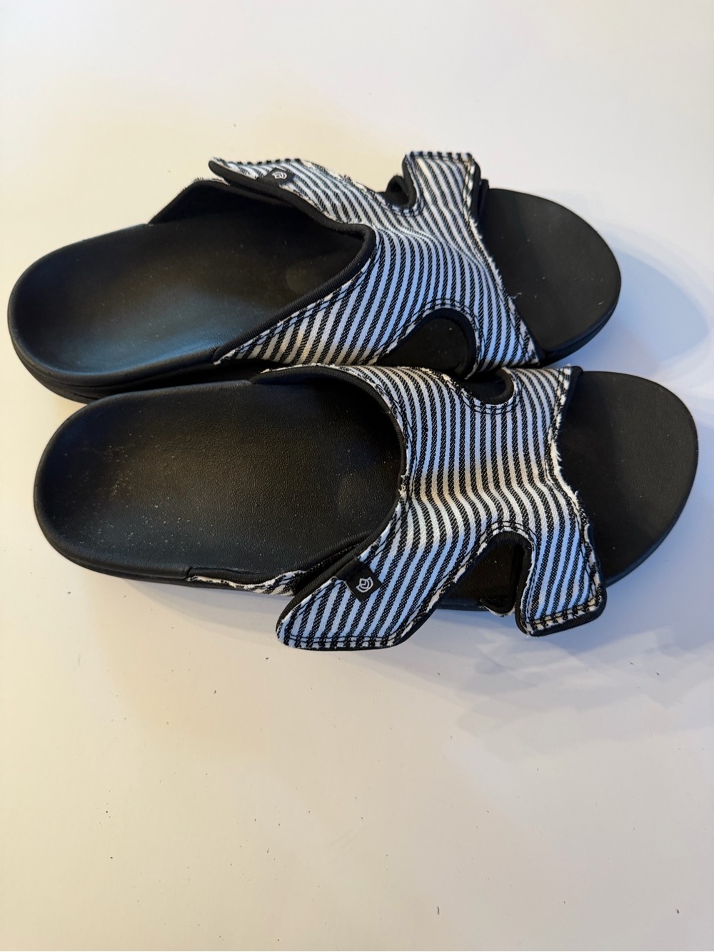 Women’s Spenco Kholo Black & White Striped Slide Sandals